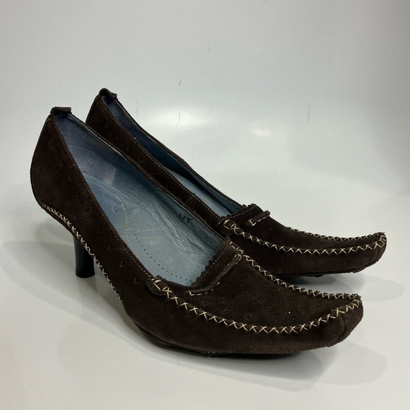 Indigo by Clarks brown suede pointed toe heels dancing shoes size 9 - Picture 1 of 7